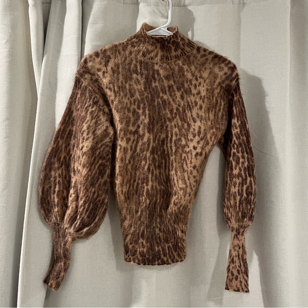 NWOT Zimmerman Leopard-Print Mohair-Blend Turtleneck Sweater